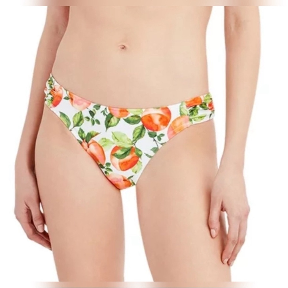 BCBG Peach Design Ruched Tab Hipster Bikini Bottom